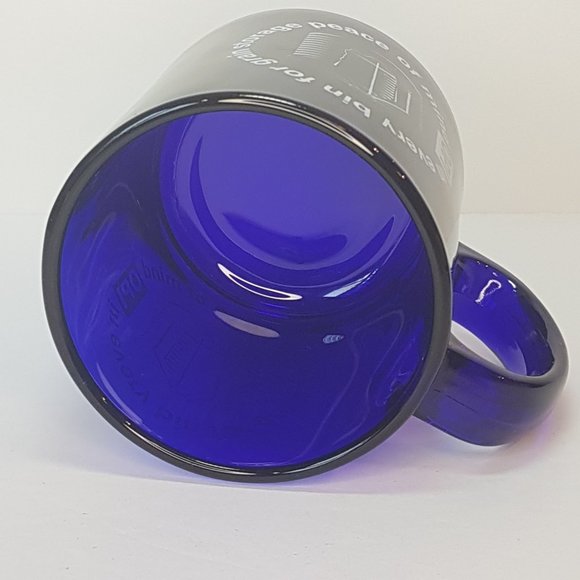 RARE Vintage OPI GRAIN MANAGEMENT SYSTEM Cobalt Blue Glass Mugs Teacups Set of 2 - Picture 11 of 15